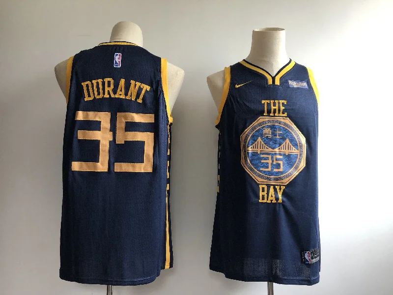 Basketball Jersey for Youth Sports Teams-Warriors 35 Kevin Durant Navy 2018-19 City Edition Swingman Basketball Jersey