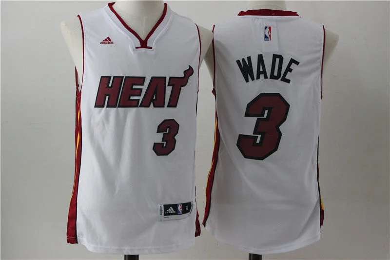 Basketball Jersey for Stylish Retro Basketball Look-Heat 3 Dwayne Wade White Swingman Basketball Jersey