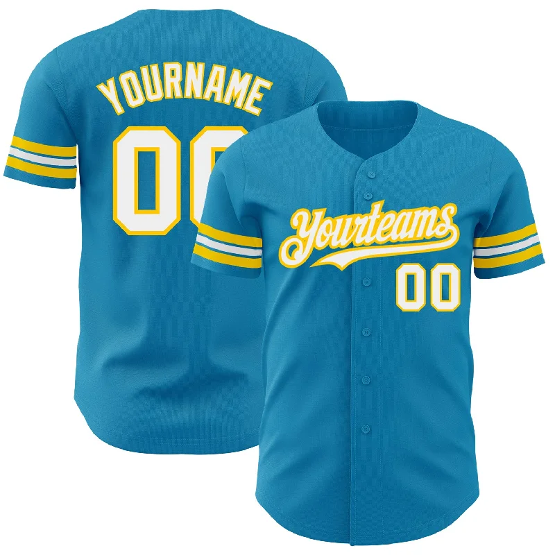 Baseball Jersey for Kids Baseball Teams-Custom Panther Blue White-Yellow Authentic Baseball Jersey