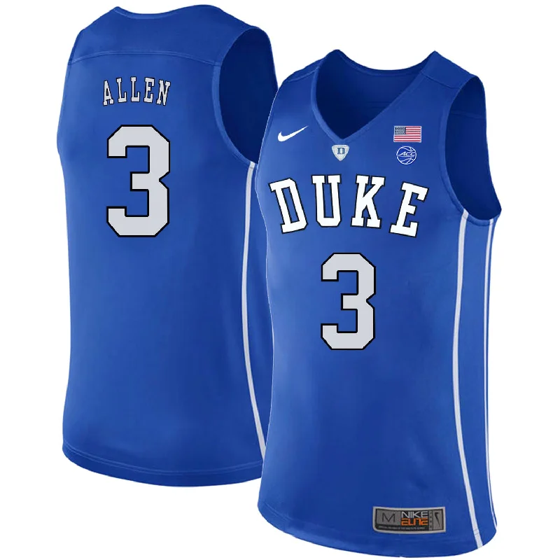 Basketball Jersey for Full Customization Options-Duke Blue Devils 3 Garyson Allen Blue College Basketball Basketball Jersey