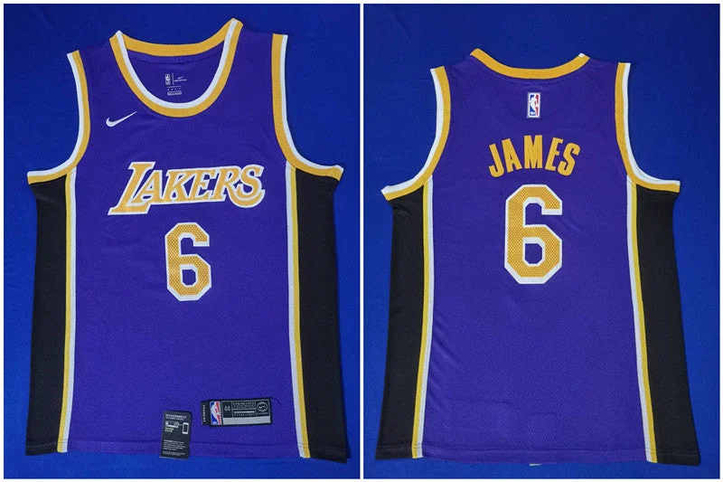 Basketball Jersey for Soft and Breathable Material-Lakers 6 Lebron James Purple Swingman Basketball Jersey