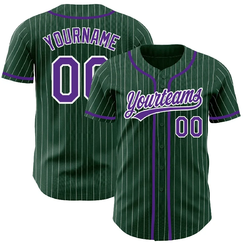 Baseball Jersey for Baseball Event Merch-Custom Green White Pinstripe Purple Authentic Baseball Jersey