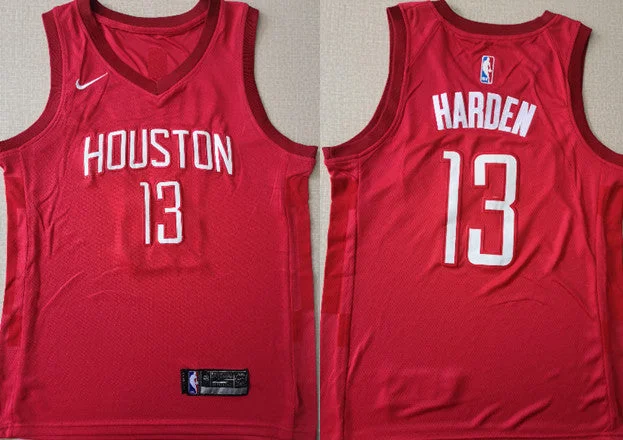 Basketball Jersey for Custom Names and Numbers-Rockets 13 James Harden Red 2018-19 Earned Edition Swingman Basketball Jersey