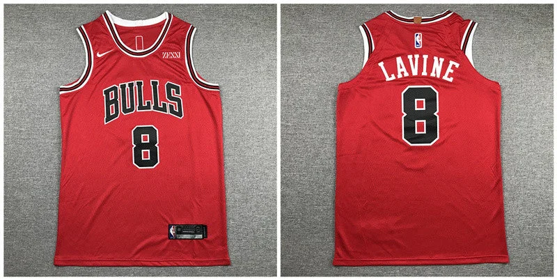 Basketball Jersey for College Teams-Bulls 8 Zach Lavine Red Authentic Basketball Jersey