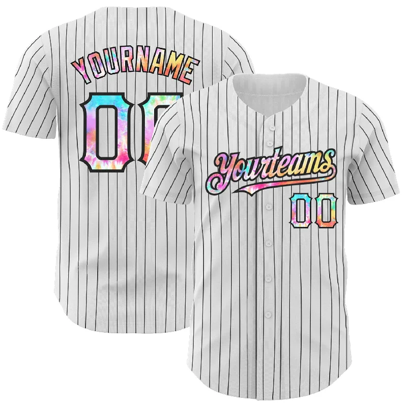 Baseball Jersey for High-Quality Athletic Wear-Custom White Black Pinstripe Tie Dye Authentic Baseball Jersey