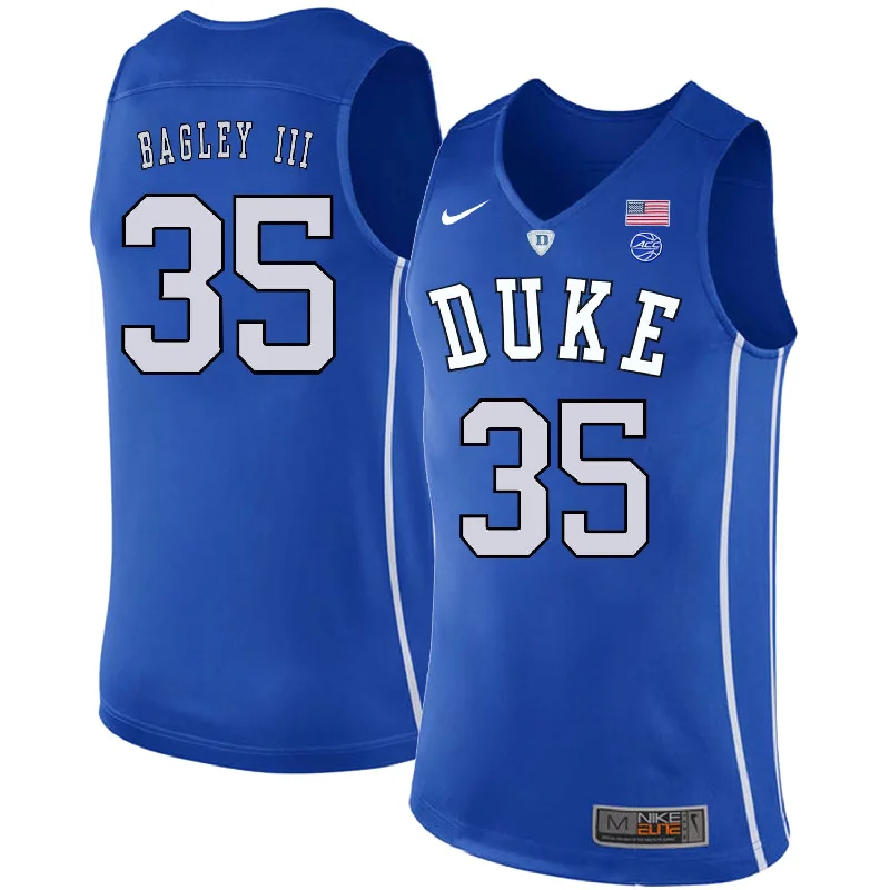 Basketball Jersey for Youth Basketball Teams-Duke Blue Devils 35 Marvin Bagley III Blue College Basketball Basketball Jersey