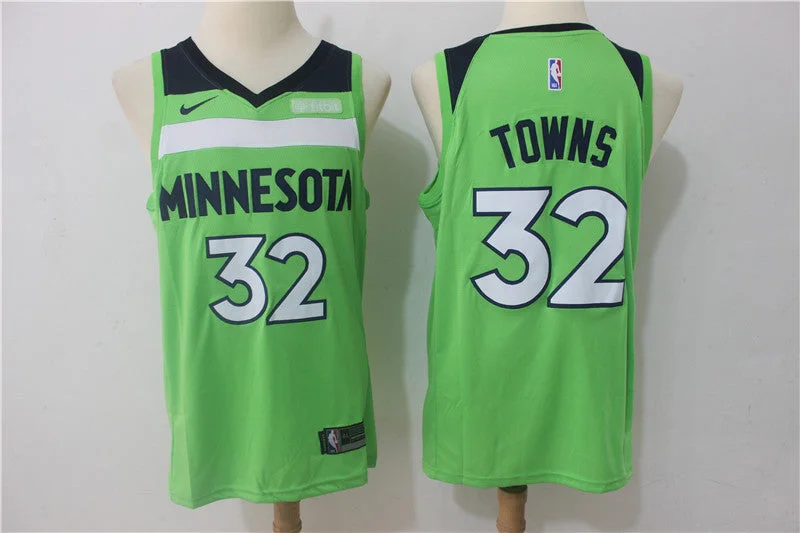 Basketball Jersey for Team Uniforms-Timberwolves 32 Karl-Anthony Towns Green Swingman Basketball Jersey