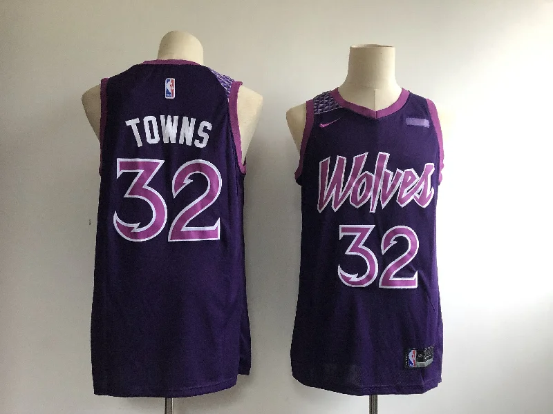 Basketball Jersey for Performance Fit Design-Timberwolves 32 Karl-Anthony Towns Purple 2018-19 City Edition Swingman Basketball Jersey