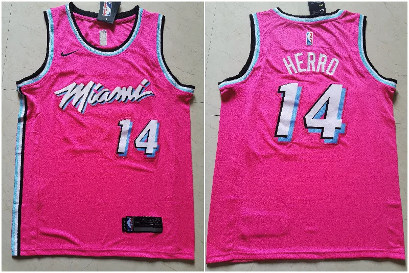 Basketball Jersey for Softball and Basketball Crossover-Heat 14 Tyler Herro Pink City Edition Swingman Basketball Jersey