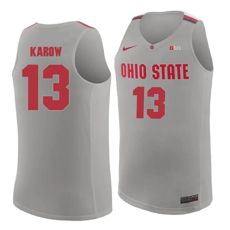 Basketball Jersey for Game Performance Apparel-Ohio State Buckeyes 13 Marty Karow Gray College Basketball Basketball Jersey