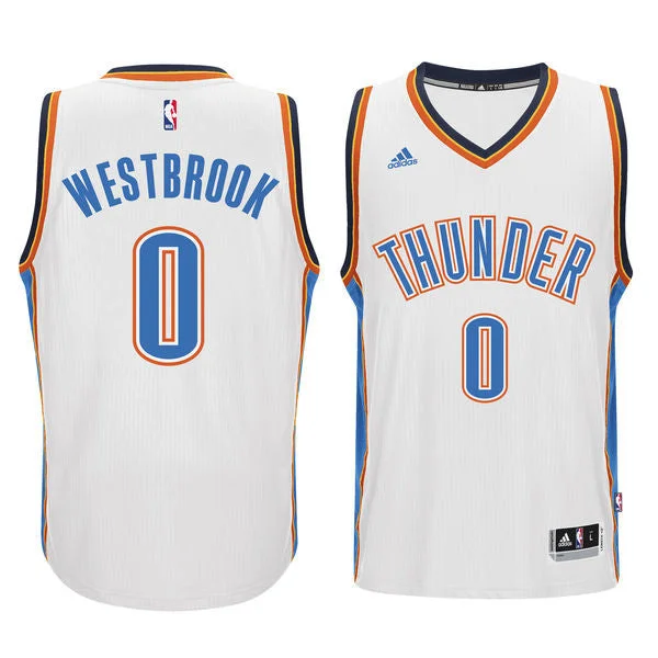 Basketball Jersey for Premium Performance Fit-Thunder 0 Russell Westbrook White Swingman Basketball Jersey