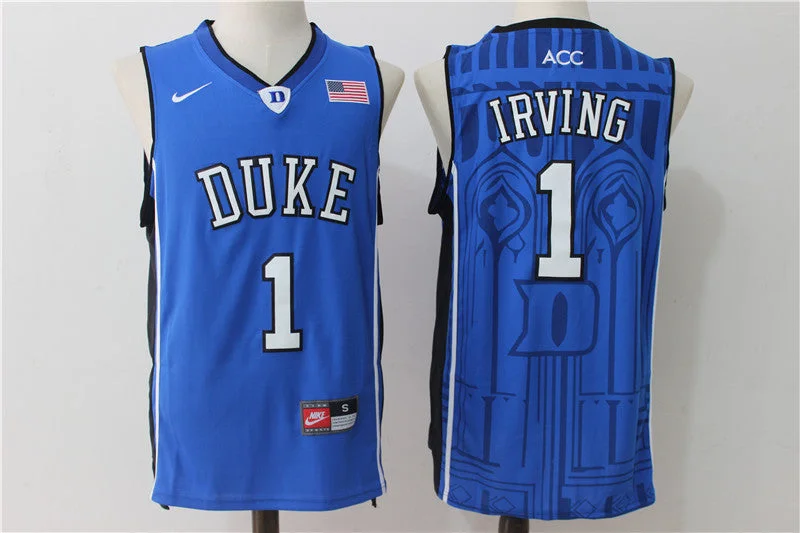 Basketball Jersey for Custom Name and Numbering-Duke Blue Devils 1 Kyrie Irving Blue College Basketball Basketball Jersey