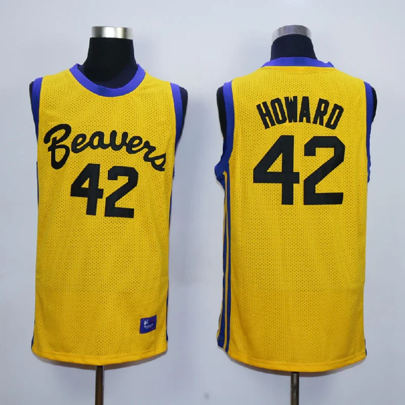 Basketball Jersey for Youth Basketball Teams-Teen Wolf Beavers 42 Goward Gold Basketball Basketball Jersey