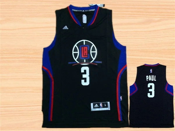 Basketball Jersey for Lightweight Design for All Ages-Clippers 3 Chris Paul Black Swingman Basketball Jersey