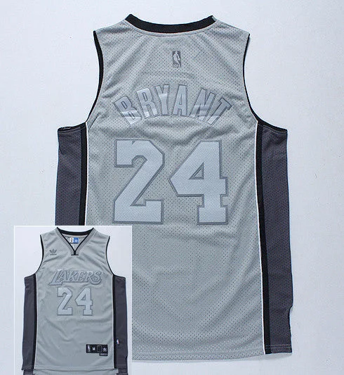 Basketball Jersey for Lightweight Design for All Ages-Lakers 24 Bryant Grey Shadow New Revolution 30 Basketball Jerseys