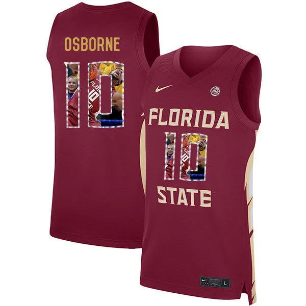 Basketball Jersey for Premium Fabric Finish-Florida State Seminoles 10 Malik Osborne Red Basketball College Fashion Basketball Jersey