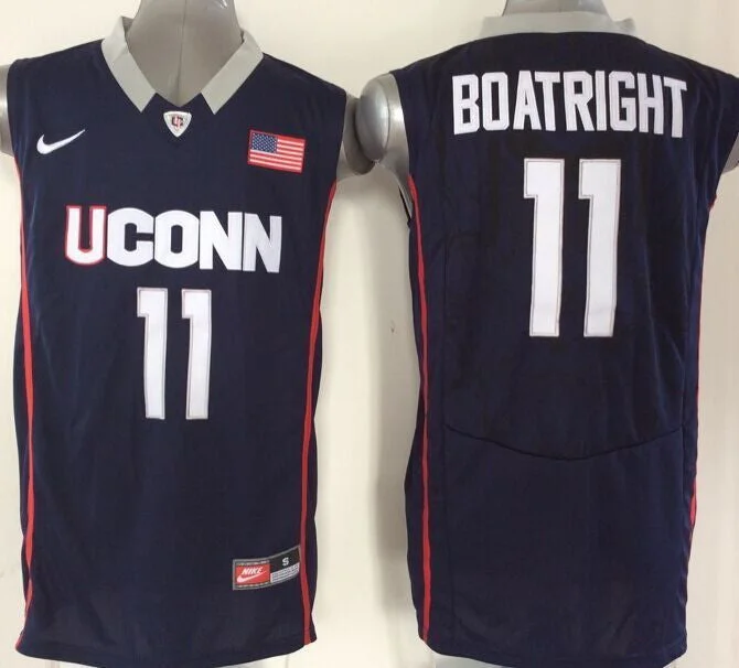 Basketball Jersey for Comfortable Stretch Fit-Uconn Huskies 11 Ryan Boatright Blue College Basketball Jersey