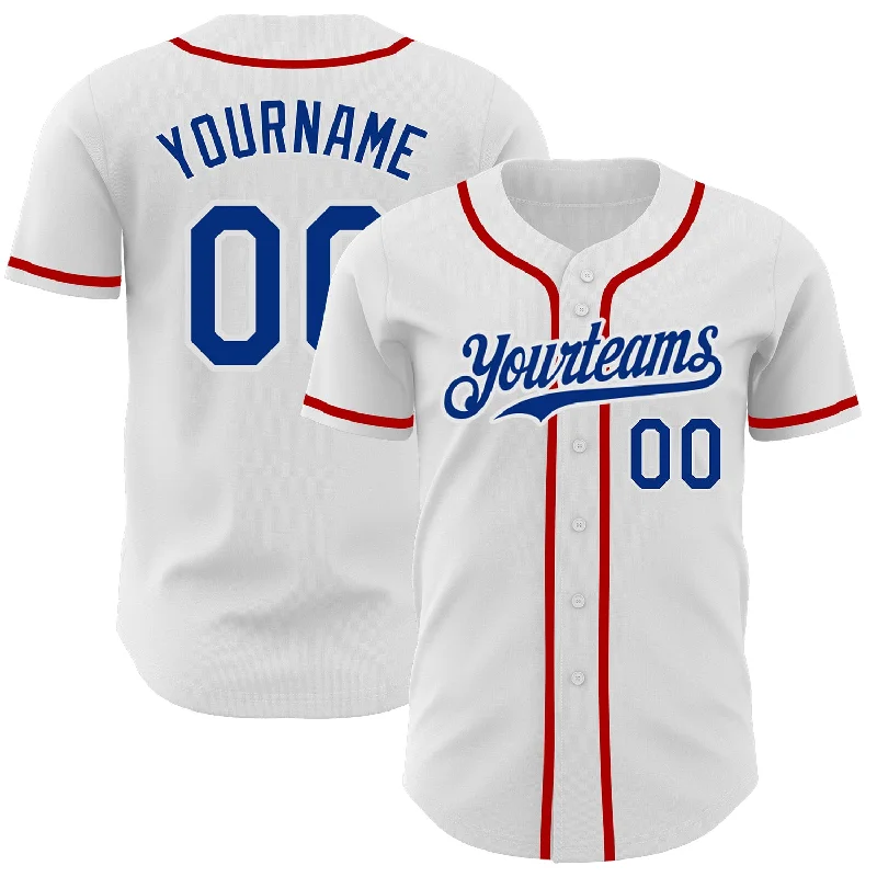 Baseball Jersey for Authentic Team Design-Custom White Royal-Red Authentic Baseball Jersey