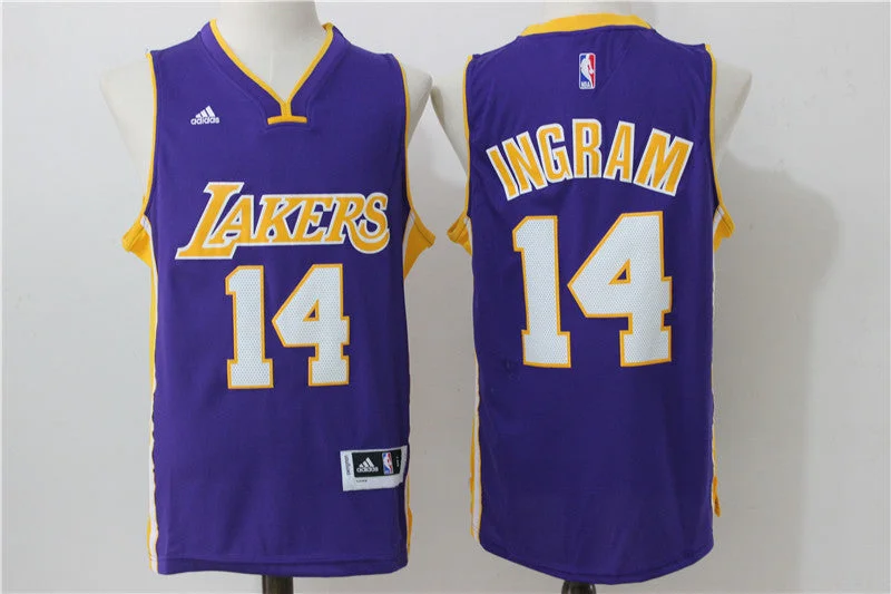 Basketball Jersey for Kids and Adults-Lakers 14 Brandon Ingram Purple Swingman Basketball Jersey