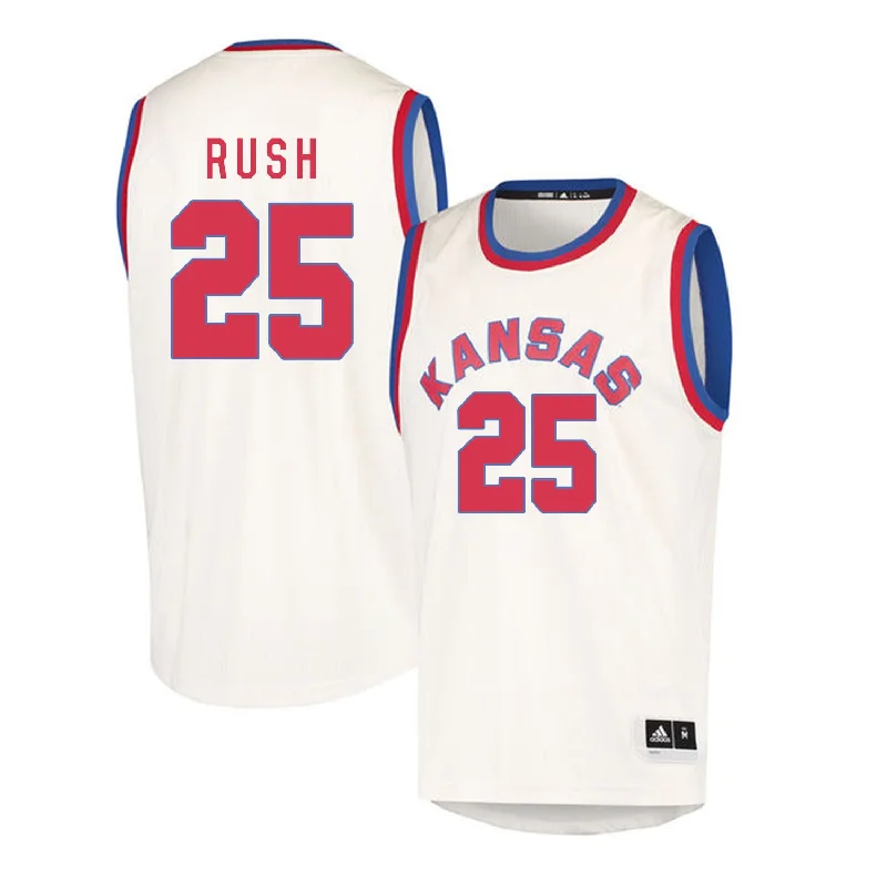 Basketball Jersey for Lightweight Fit for Kids-Kansas Jayhawks 25 Brandon Rush Cream Throwback College Basketball Basketball Jersey