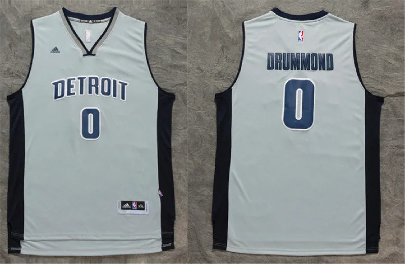 Basketball Jersey for Game Night Wear-Pistons 0 Andre Drummond Grey Swingman Basketball Jersey