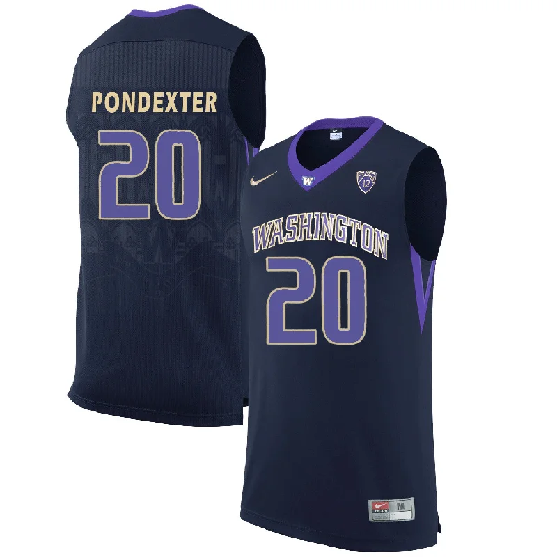 Basketball Jersey for Casual Game Day Apparel-Washington Huskies 20 Quincy Pondexter Black College Basketball Basketball Jersey