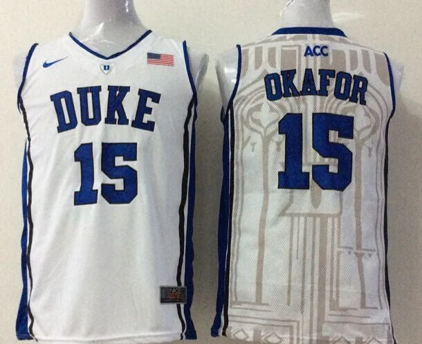 Basketball Jersey for Authentic Team Look-Duke Blue Devils 15 Okafor White College Basketball Jerseys