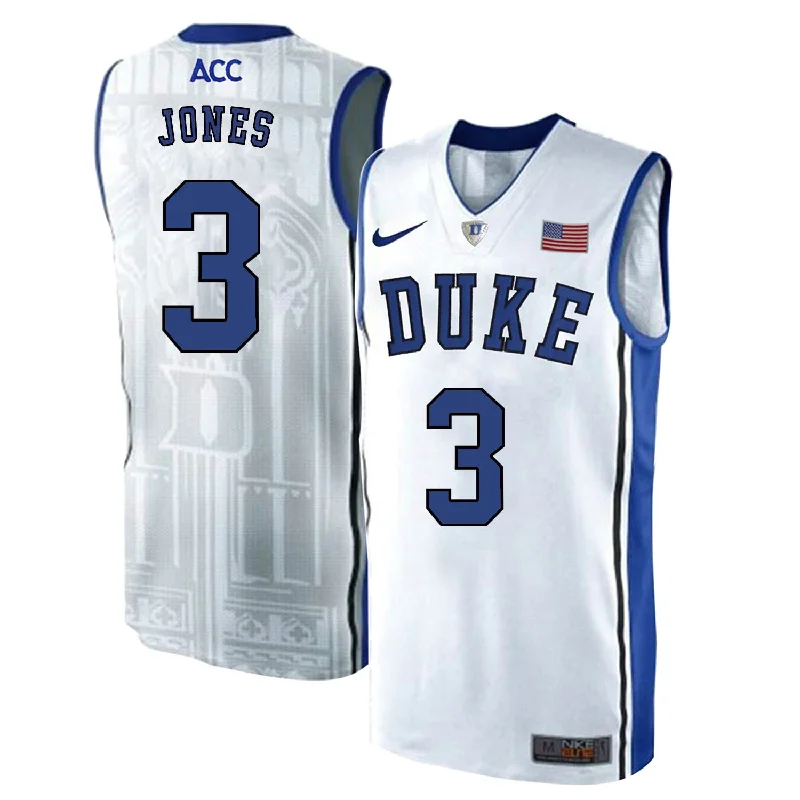 Basketball Jersey for College and High-School Gear-Duke Blue Devils 3 Tre Jones White Elite College Basketball Basketball Jersey