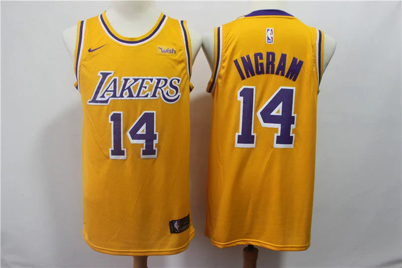 Basketball Jersey for Comfortable Stretch Fit-Lakers 14 Brandon Ingram Gold 2018-19 Swingman Basketball Jersey