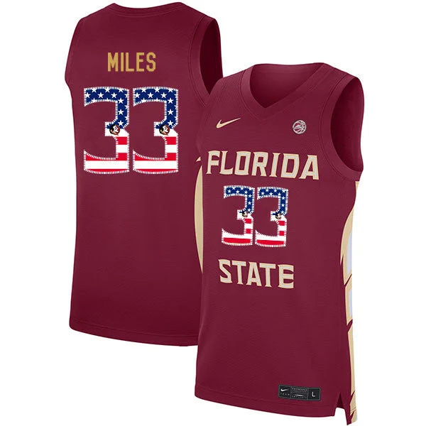 Basketball Jersey for Comfortable Game Day Apparel-Florida State Seminoles 33 Will Miles Red USA Flag Basketball College Basketball Jersey