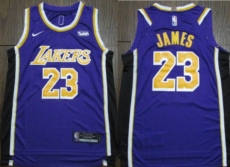 Basketball Jersey for Lightweight Basketball Gear-Lakers 23 Lebron James Purple 2018-19 Authentic Basketball Jersey