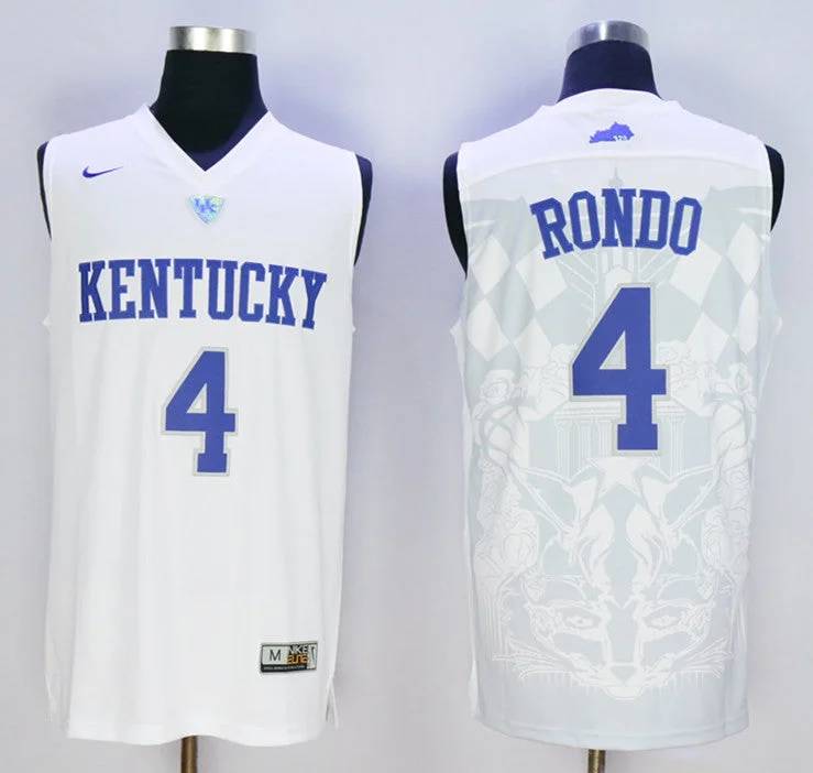 Basketball Jersey for Personalized Player Jerseys-Kentucky Wildcats 4 Rajon Rondo White College Basketball Basketball Jersey