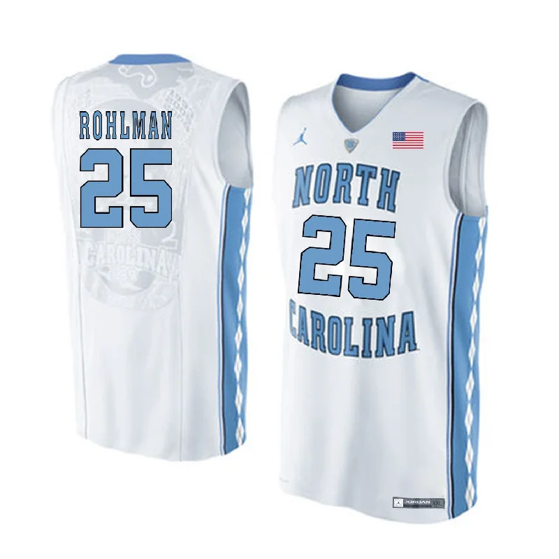 Basketball Jersey for Casual Wear-North Carolina Tar Heels 25 Aaron Rohlman White College Basketball Basketball Jersey