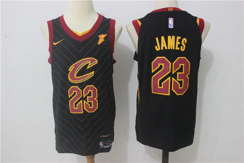 Basketball Jersey for Adjustable Size Options-Cavaliers 23 LeBron James Black Authentic Basketball Jersey