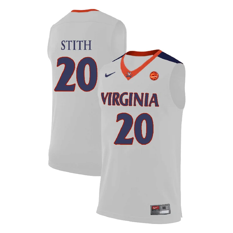 Basketball Jersey for Softball and Basketball Teams-Virginia Cavaliers 20 Bryant Stith White College Basketball Basketball Jersey