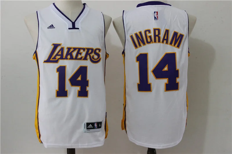 Basketball Jersey for Custom Basketball Team Gear-Lakers 14 Brandon Ingram White Swingman Basketball Jersey