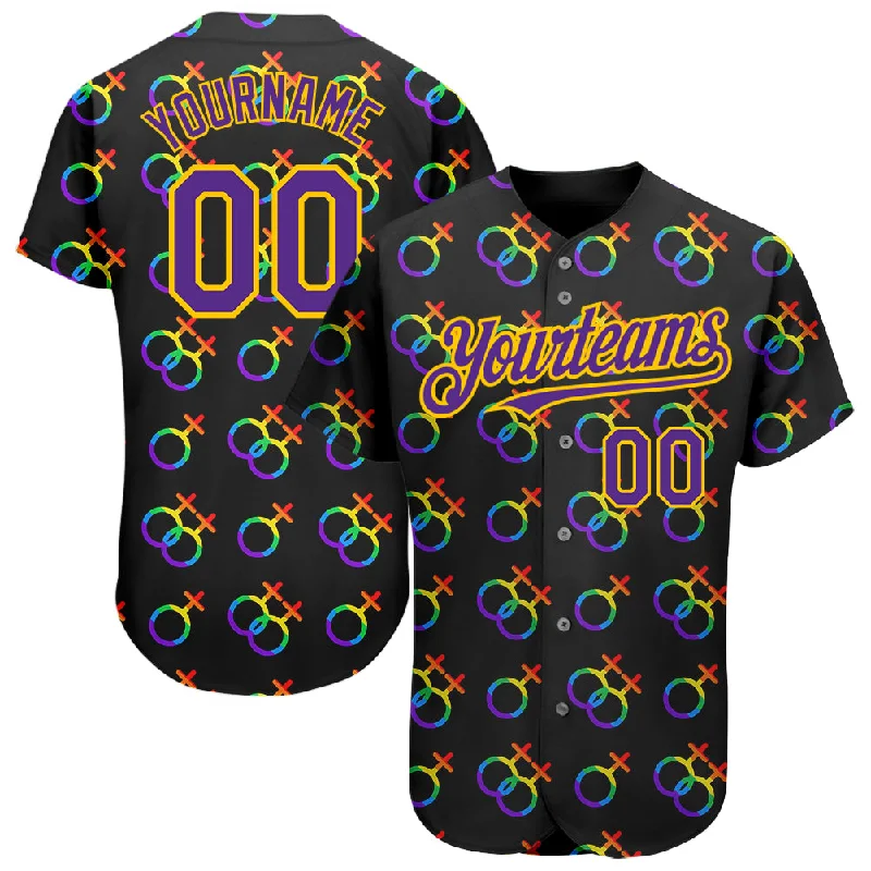 Baseball Jersey for Game Day Fan Gear-Custom Rainbow For Pride Month Love Is Love LGBT 3D Authentic Baseball Jersey