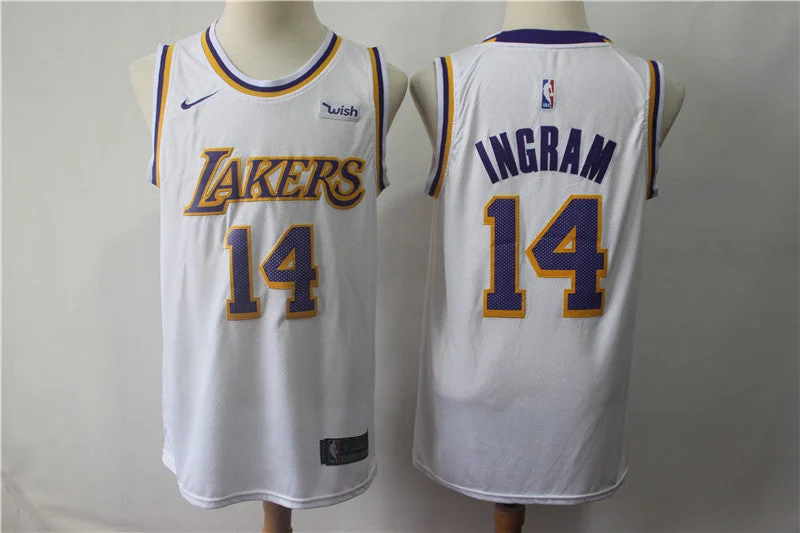 Basketball Jersey for Kids Custom Uniforms-Lakers 14 Brandon Ingram White 2018-19 Swingman Basketball Jersey