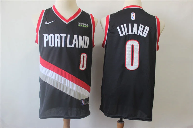 Basketball Jersey for Custom Team Logos and Numbers-Blazers 0 Damian Lillard Black Swingman Basketball Jersey