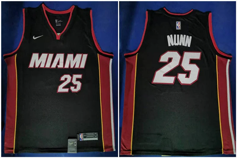 Basketball Jersey for Team Identification and Branding-Heat 25 Kendrick Nunn Black Swingman Basketball Jersey