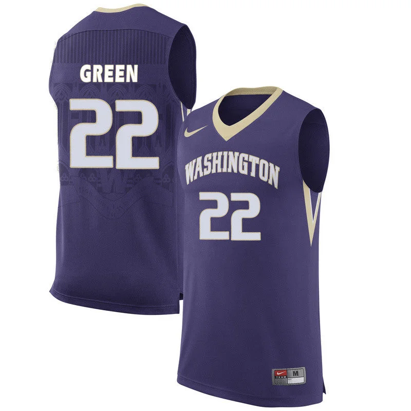 Basketball Jersey for Comfortable and Durable Fabric-Washington Huskies 22 Dominic Green Purple College Basketball Basketball Jersey