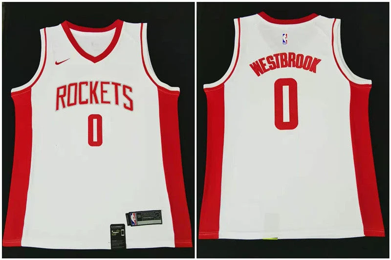 Basketball Jersey for Custom Team Branding-Rockets 0 Russell Westbrook White Swingman Basketball Jersey