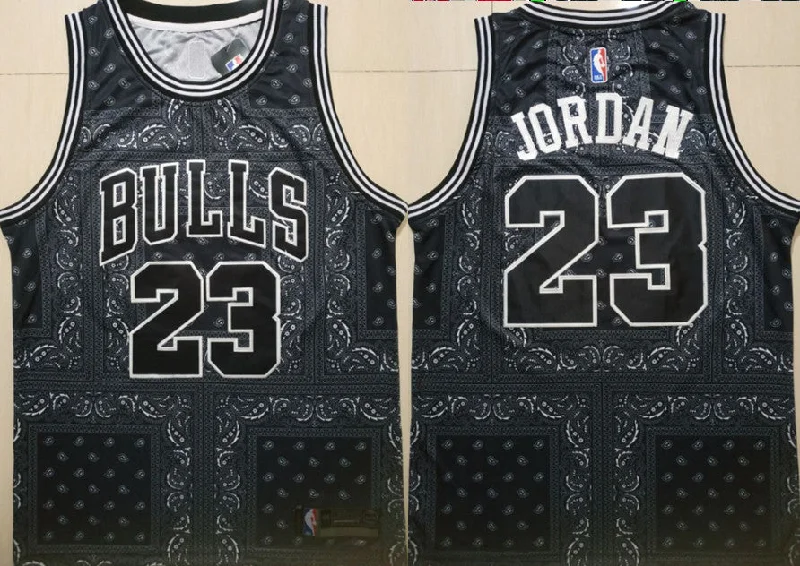 Basketball Jersey for Softball and Basketball Hybrid-Bulls 23 Michael Jordan Black Fashion Swingman Basketball Jersey