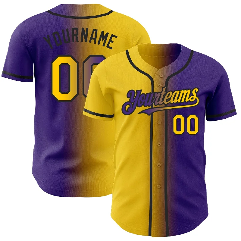 Baseball Jersey for Sports Event Wear-Custom Purple Yellow-Black Authentic Gradient Fashion Baseball Jersey