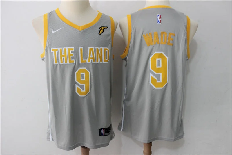 Basketball Jersey for Soft and Comfortable Design-Cavaliers 9 Dwyane Wade Gray The Land Swingman Basketball Jersey