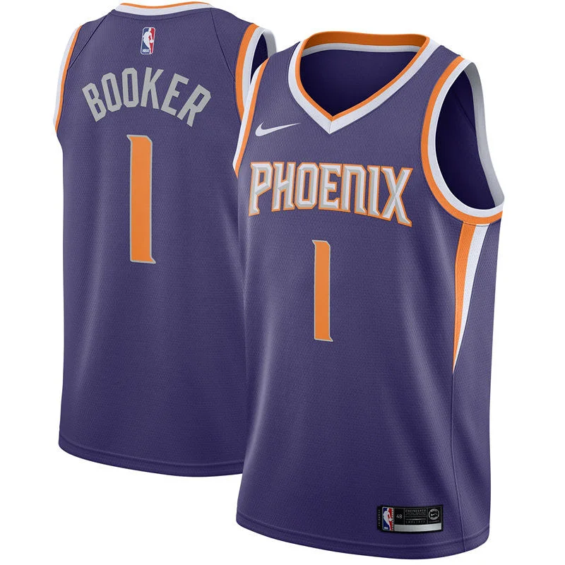 Basketball Jersey for Custom Player Names and Numbers-Suns 1 Devin Booker Purple Swingman Basketball Jersey