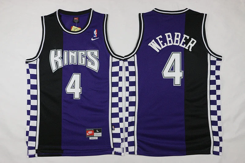 Basketball Jersey for Fast-Drying Basketball Gear-Kings 4 Chris Webber Purple Throwback Basketball Jersey