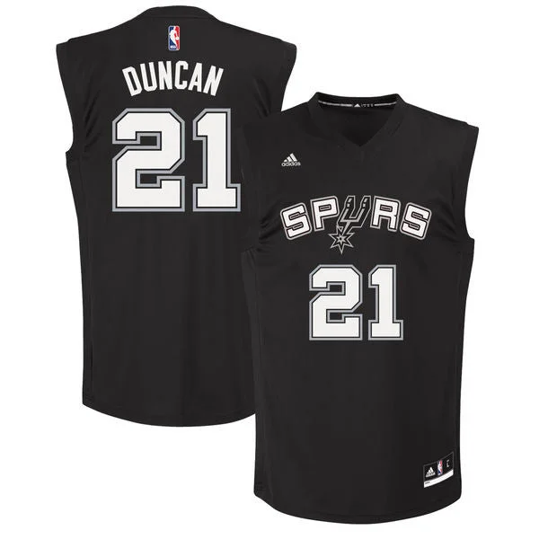 Basketball Jersey for Team Fit and Comfort-Spurs 21 Tim Duncan Black Fashion Replica Basketball Jersey