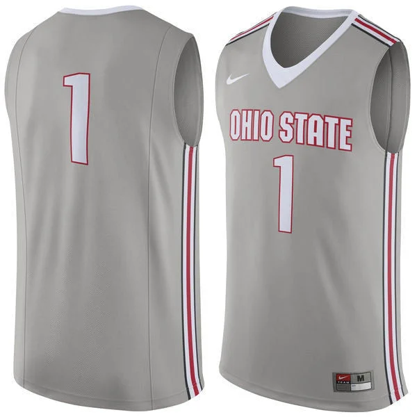 Basketball Jersey for Soft Cotton Material-Ohio State Buckeyes #1 Grey Basketball College Basketball Jersey