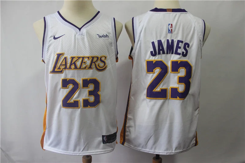 Basketball Jersey for Professional Player Performance-Lakers 23 Lebron James White Authentic Basketball Jersey